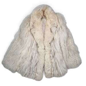 Vintage White Blue Fox Fur Jacket Coat Women’s Size 16 Finland Korea 29